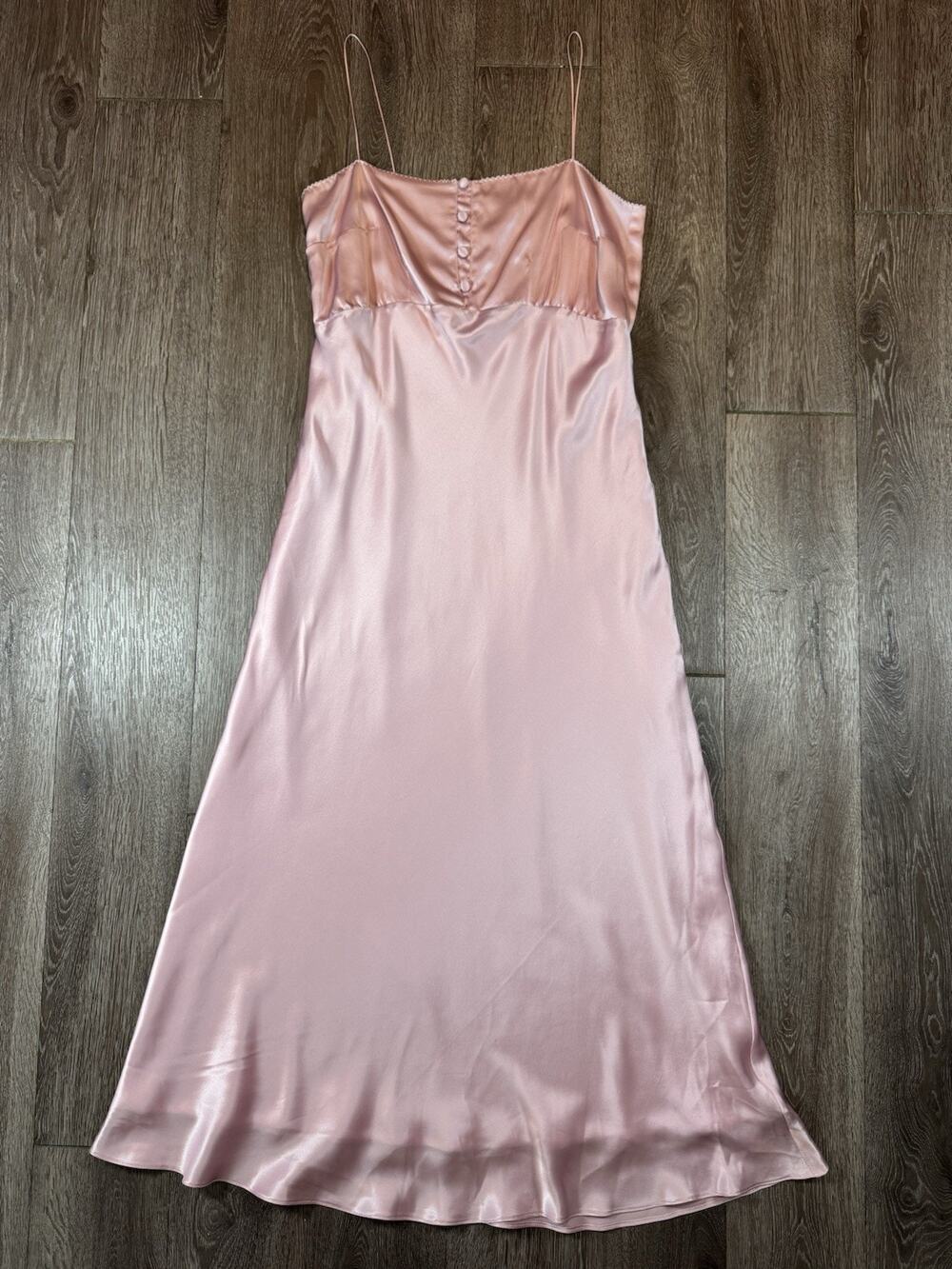 Bernadette Size 40 Pink Florence Silk Satin Slip Maxi Dress Spaghetti Strap